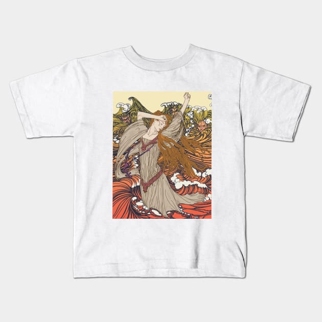 Pre-Raphaelite girl 3 (Orange) Kids T-Shirt by Soth Studio